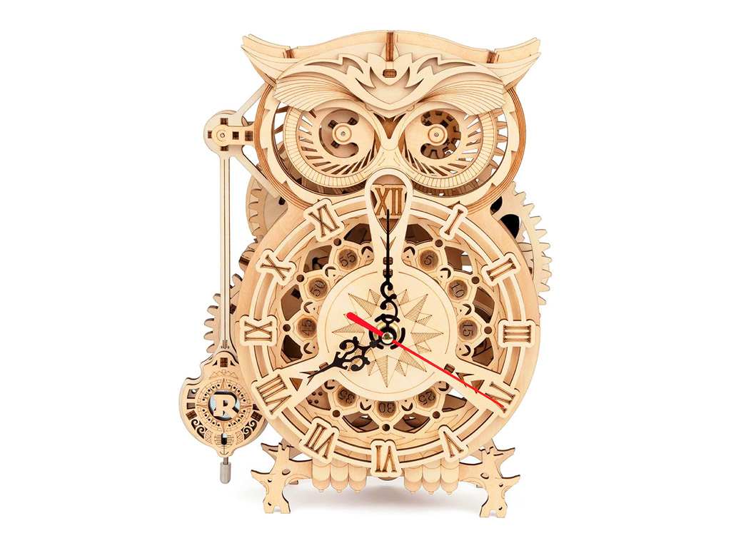 激光切割3D木貓頭鷹時鐘項目