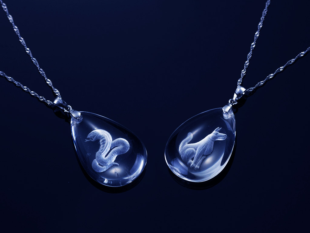 激光雕刻3D項鏈水晶吊墜